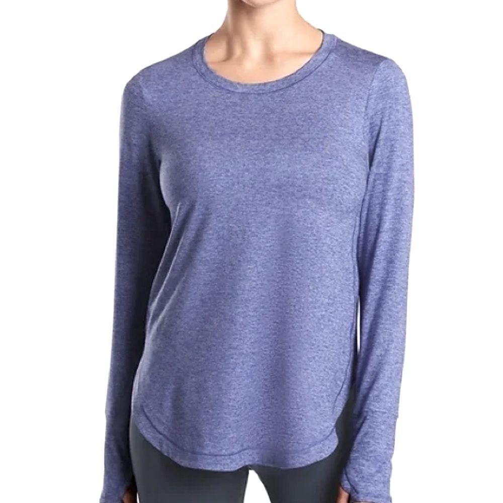 Zella Long Sleeve Work Out Top Active Wear Size Large Heathered Blue Soft